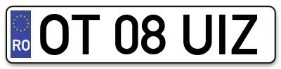 Placuta inmatriculare numar auto  OT-08-UIZ, OT 08 UIZ, OT08UIZ