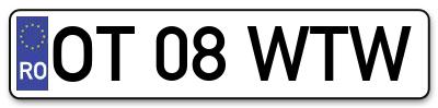Placuta inmatriculare numar auto  OT-08-WTW, OT 08 WTW, OT08WTW