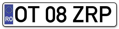Placuta inmatriculare numar auto  OT-08-ZRP, OT 08 ZRP, OT08ZRP