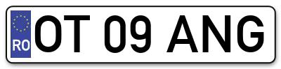 Placuta inmatriculare numar auto  OT-09-ANG, OT 09 ANG, OT09ANG