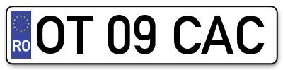 Placuta inmatriculare numar auto  OT-09-CAC, OT 09 CAC, OT09CAC