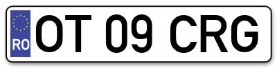 Placuta inmatriculare numar auto  OT-09-CRG, OT 09 CRG, OT09CRG