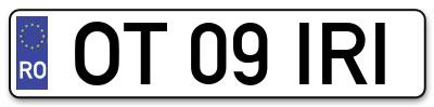 Placuta inmatriculare numar auto  OT-09-IRI, OT 09 IRI, OT09IRI