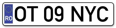 Placuta inmatriculare numar auto  OT-09-NYC, OT 09 NYC, OT09NYC