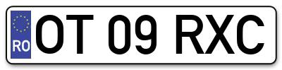 Placuta inmatriculare numar auto  OT-09-RXC, OT 09 RXC, OT09RXC