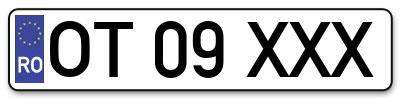 Placuta inmatriculare numar auto  OT-09-XXX, OT 09 XXX, OT09XXX