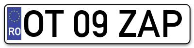 Placuta inmatriculare numar auto  OT-09-ZAP, OT 09 ZAP, OT09ZAP