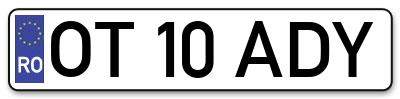Placuta inmatriculare numar auto  OT-10-ADY, OT 10 ADY, OT10ADY
