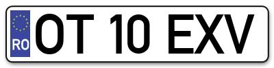 Placuta inmatriculare numar auto  OT-10-EXV, OT 10 EXV, OT10EXV