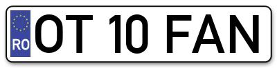 Placuta inmatriculare numar auto  OT-10-FAN, OT 10 FAN, OT10FAN