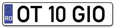 Placuta inmatriculare numar auto  OT-10-GIO, OT 10 GIO, OT10GIO