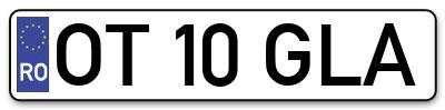 Placuta inmatriculare numar auto  OT-10-GLA, OT 10 GLA, OT10GLA