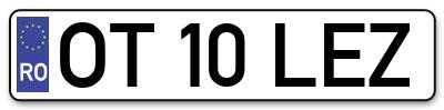 Placuta inmatriculare numar auto  OT-10-LEZ, OT 10 LEZ, OT10LEZ