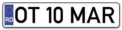Placuta inmatriculare numar auto  OT-10-MAR, OT 10 MAR, OT10MAR