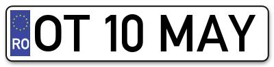 Placuta inmatriculare numar auto  OT-10-MAY, OT 10 MAY, OT10MAY