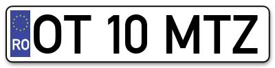 Placuta inmatriculare numar auto  OT-10-MTZ, OT 10 MTZ, OT10MTZ