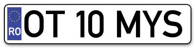 Placuta inmatriculare numar auto  OT-10-MYS, OT 10 MYS, OT10MYS