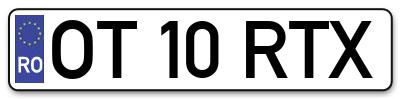 Placuta inmatriculare numar auto  OT-10-RTX, OT 10 RTX, OT10RTX