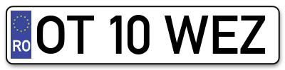 Placuta inmatriculare numar auto  OT-10-WEZ, OT 10 WEZ, OT10WEZ