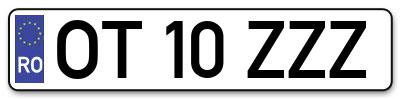 Placuta inmatriculare numar auto  OT-10-ZZZ, OT 10 ZZZ, OT10ZZZ