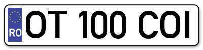 Placuta inmatriculare numar auto  OT-100-COI, OT 100 COI, OT100COI