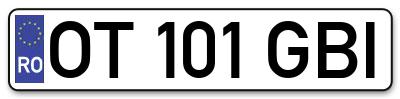 Placuta inmatriculare numar auto  OT-101-GBI, OT 101 GBI, OT101GBI
