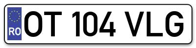 Placuta inmatriculare numar auto  OT-104-VLG, OT 104 VLG, OT104VLG