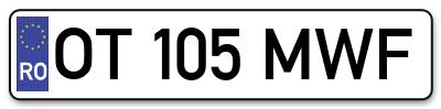 Placuta inmatriculare numar auto  OT-105-MWF, OT 105 MWF, OT105MWF
