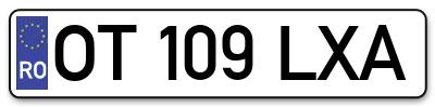 Placuta inmatriculare numar auto  OT-109-LXA, OT 109 LXA, OT109LXA