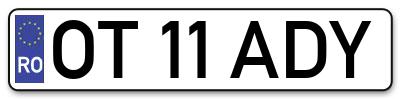 Placuta inmatriculare numar auto  OT-11-ADY, OT 11 ADY, OT11ADY