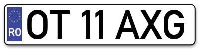 Placuta inmatriculare numar auto  OT-11-AXG, OT 11 AXG, OT11AXG