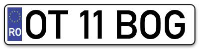 Placuta inmatriculare numar auto  OT-11-BOG, OT 11 BOG, OT11BOG