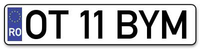 Placuta inmatriculare numar auto  OT-11-BYM, OT 11 BYM, OT11BYM
