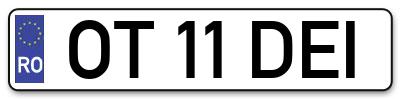 Placuta inmatriculare numar auto  OT-11-DEI, OT 11 DEI, OT11DEI