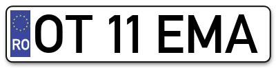 Placuta inmatriculare numar auto  OT-11-EMA, OT 11 EMA, OT11EMA