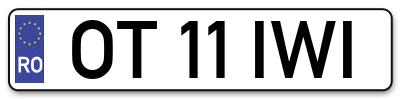 Placuta inmatriculare numar auto  OT-11-IWI, OT 11 IWI, OT11IWI