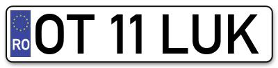 Placuta inmatriculare numar auto  OT-11-LUK, OT 11 LUK, OT11LUK