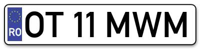 Placuta inmatriculare numar auto  OT-11-MWM, OT 11 MWM, OT11MWM