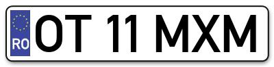 Placuta inmatriculare numar auto  OT-11-MXM, OT 11 MXM, OT11MXM