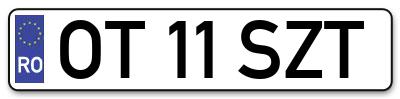 Placuta inmatriculare numar auto  OT-11-SZT, OT 11 SZT, OT11SZT