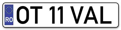 Placuta inmatriculare numar auto  OT-11-VAL, OT 11 VAL, OT11VAL