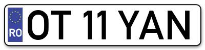 Placuta inmatriculare numar auto  OT-11-YAN, OT 11 YAN, OT11YAN