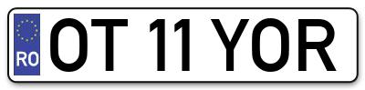 Placuta inmatriculare numar auto  OT-11-YOR, OT 11 YOR, OT11YOR