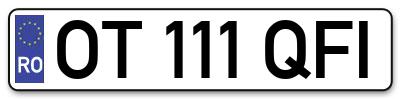 Placuta inmatriculare numar auto  OT-111-QFI, OT 111 QFI, OT111QFI