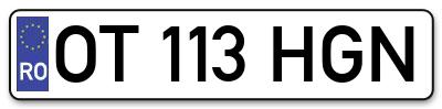 Placuta inmatriculare numar auto  OT-113-HGN, OT 113 HGN, OT113HGN
