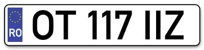 Placuta inmatriculare numar auto  OT-117-IIZ, OT 117 IIZ, OT117IIZ