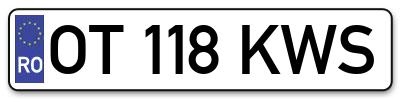 Placuta inmatriculare numar auto  OT-118-KWS, OT 118 KWS, OT118KWS