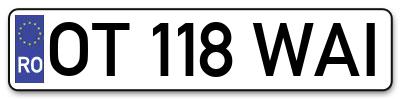 Placuta inmatriculare numar auto  OT-118-WAI, OT 118 WAI, OT118WAI