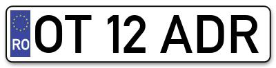 Placuta inmatriculare numar auto  OT-12-ADR, OT 12 ADR, OT12ADR