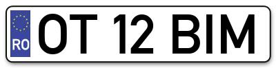 Placuta inmatriculare numar auto  OT-12-BIM, OT 12 BIM, OT12BIM